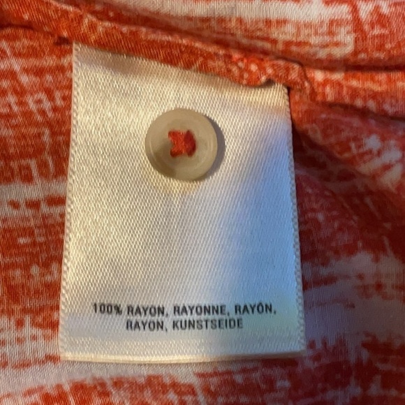 MAEVE ANTHROPOLOGIE Orange Long Roll Tab Sleeve Blouse Tunic Button Rayon Top - Picture 6 of 7